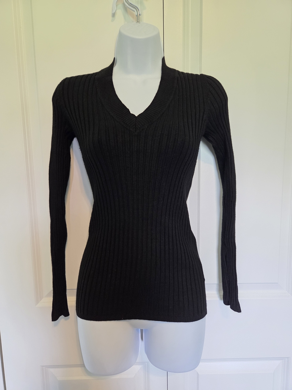 George Black Ribbed V-Neck Sweater